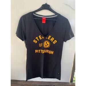 Nike Team Apparel NFL Pittsburgh Steelers‎ Graphic V Neck T Shirt Women's Sz L